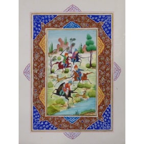 Persian Miniature Handmade With Unique Design And Colorful Authentic Art 7" X 9.5" Abcpm0119