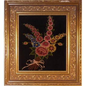 Framed Persian Rug Hand-Knotted Patterned Made With Wool And Cotton 50" X 70"' Abcp-11
