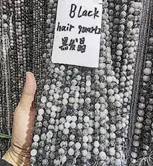 Natural Gemstone Loose Beads Necklace - black hair quartz - NO.79