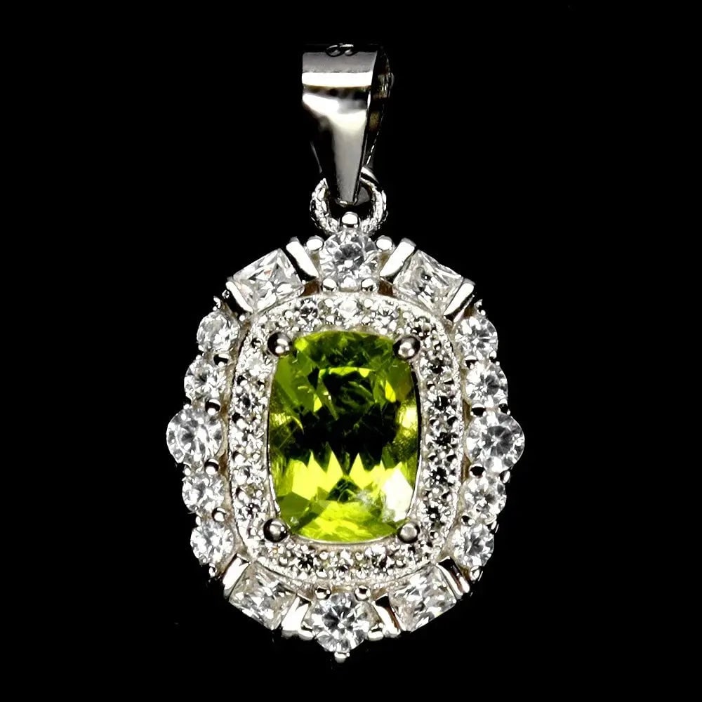AAA+ Quality 925 Sterling Silver Pendant Antique Peridot 7x5mm Natural Gemstone Jewelry Cus-Jew95 (1 of 1)