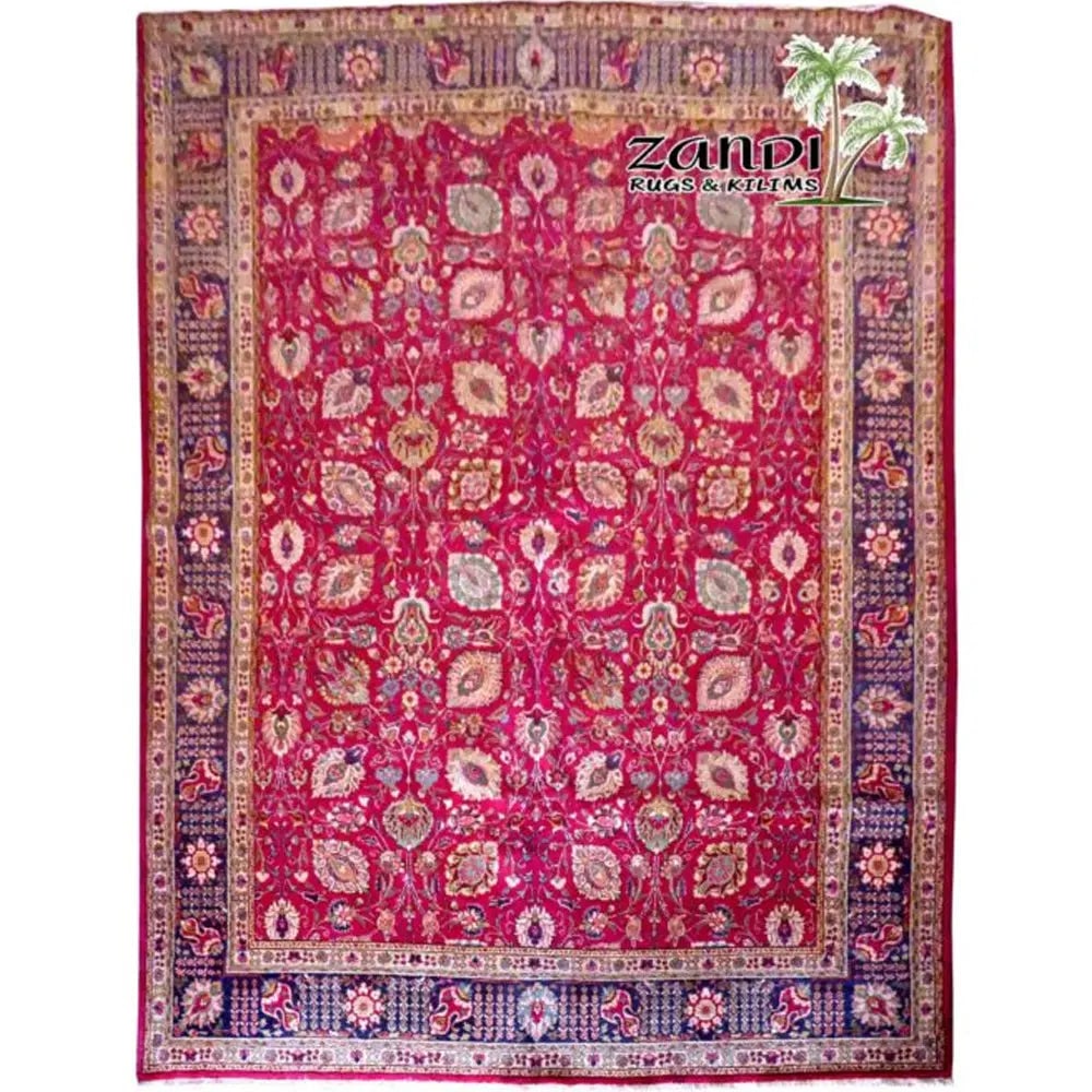 One Of The Kind Persian Tabriz Rug 13'3" x 10'1": ABC Rugs Kilims Collection Hand Knotted Floral Red Wool Persian Rug Size 13'30"X10'1" (Rr11188) Abcr02101A Hand knotted and meticulously crafted by Persian artisans, this stunning Persian Hand Knotted