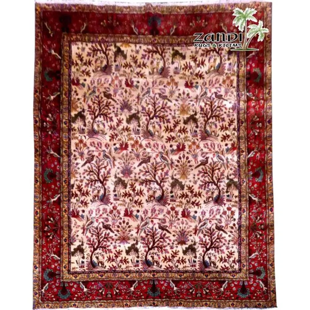 One Of The Kind Persian Tabriz Rug 12'3" x 9'6": ABC Rugs Kilims Collection Hand Knotted Tradtional Ivory/Rust Wool Persian Rug Size 12'30"X9'6" (Rr11192) Abcr02722A Hand knotted and meticulously crafted by Persian artisans, this stunning Persian Ha