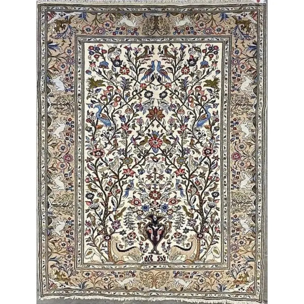 One Of The Kind Persian Yazd Rug 10'1" x 6'5": ABC Rugs Kilims Collection Persian Yazd Traditional Style Hand-Knotted Natural Wool And Cotton Rug 10'1" X 6'5" Abcr02897 Hand knotted and meticulously crafted by Persian artisans, this stunning Hand 