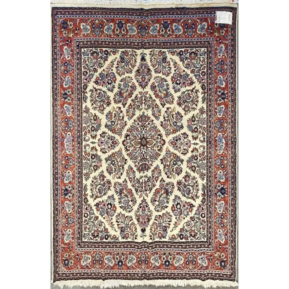 One Of The Kind Persian Sarough Rug 7'11" x 6'8": ABC Rugs Kilims Collection Persian Sarough Traditional Style Hand-Knotted Natural Wool And Cotton Rug 7'11'' X 6'8" Abcr02876 Hand knotted and meticulously crafted by Persian artisans, this stunning H