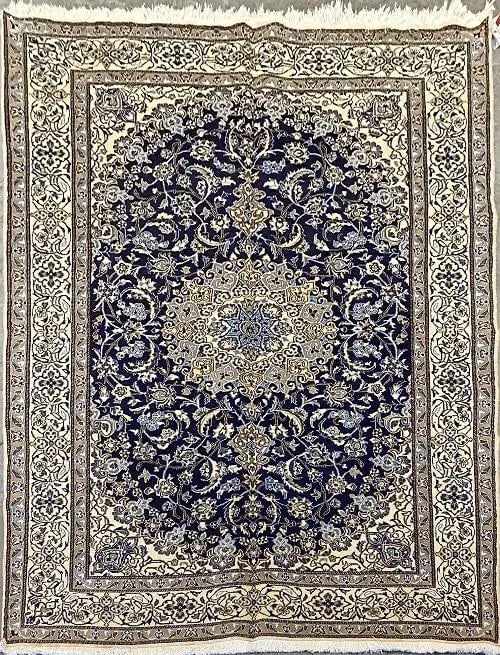 One Of The Kind Persian Nain Rug 9'7" x 6'5": ABC Rugs Kilims Collection Persian Nain Traditional Style Hand-Knotted Natural Wool And Silk Rug 9'7" X 6'5" Abcr-2842 Hand knotted and meticulously crafted by Persian artisans, this stunning Hand Kno