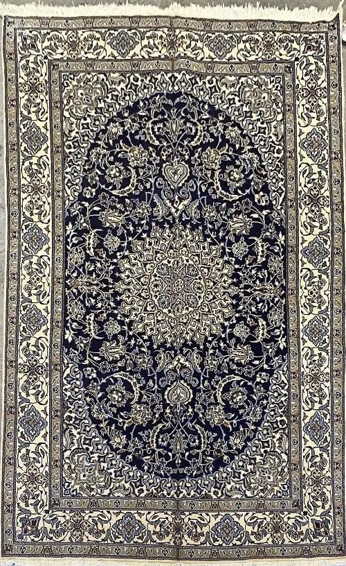 One Of The Kind Persian Nain Rug 10'0" x 6'6": ABC Rugs Kilims Collection Persian Nain Traditional Style Hand-Knotted Natural Wool And Silk Rug 10'0" X 6'6" Abcr02841 Hand knotted and meticulously crafted by Persian artisans, this stunning Hand Kn