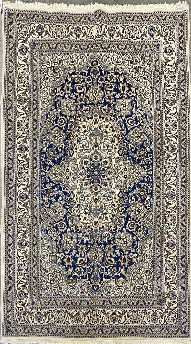 One Of The Kind Persian Nain Rug 8'7" x 5'6": ABC Rugs Kilims Collection Persian Nain Traditional Style Hand-Knotted Natural Wool And Silk Rug 8'7'' X 5'6" Abcr02795 Hand knotted and meticulously crafted by Persian artisans, this stunning Hand Kn