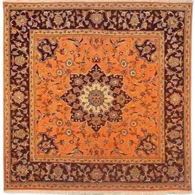 One Of The Kind Persian Yazd Rug 6'6" x 6'5": ABC Rugs Kilims Collection Authentic Persian Rug Yazd Traditional Style Hand-Knotted Indoor Area Rug With Natural Wool And Cotton 6'6" X 6'5" Abcr02786 Hand knotted and meticulously crafted by Persian