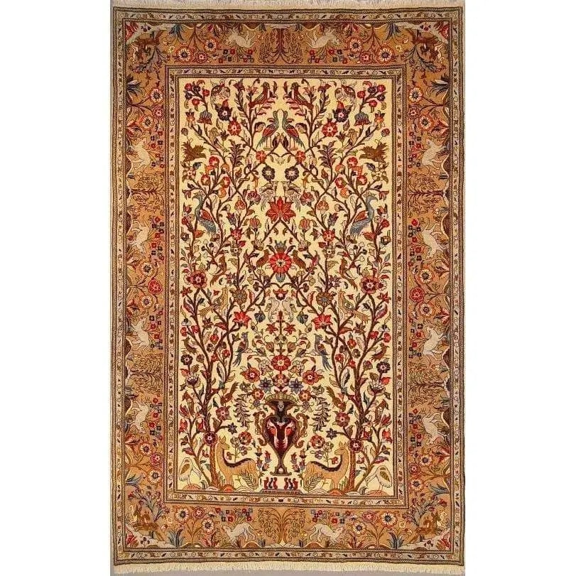 One Of The Kind Persian Yazd Rug 10'1" x 6'5": ABC Rugs Kilims Collection Authentic Persian Rug Yazd Traditional Style Hand-Knotted Indoor Area Rug With Natural Wool And Cotton 10'1" X 6'5" Abcr02897 Hand knotted and meticulously crafted by Persia