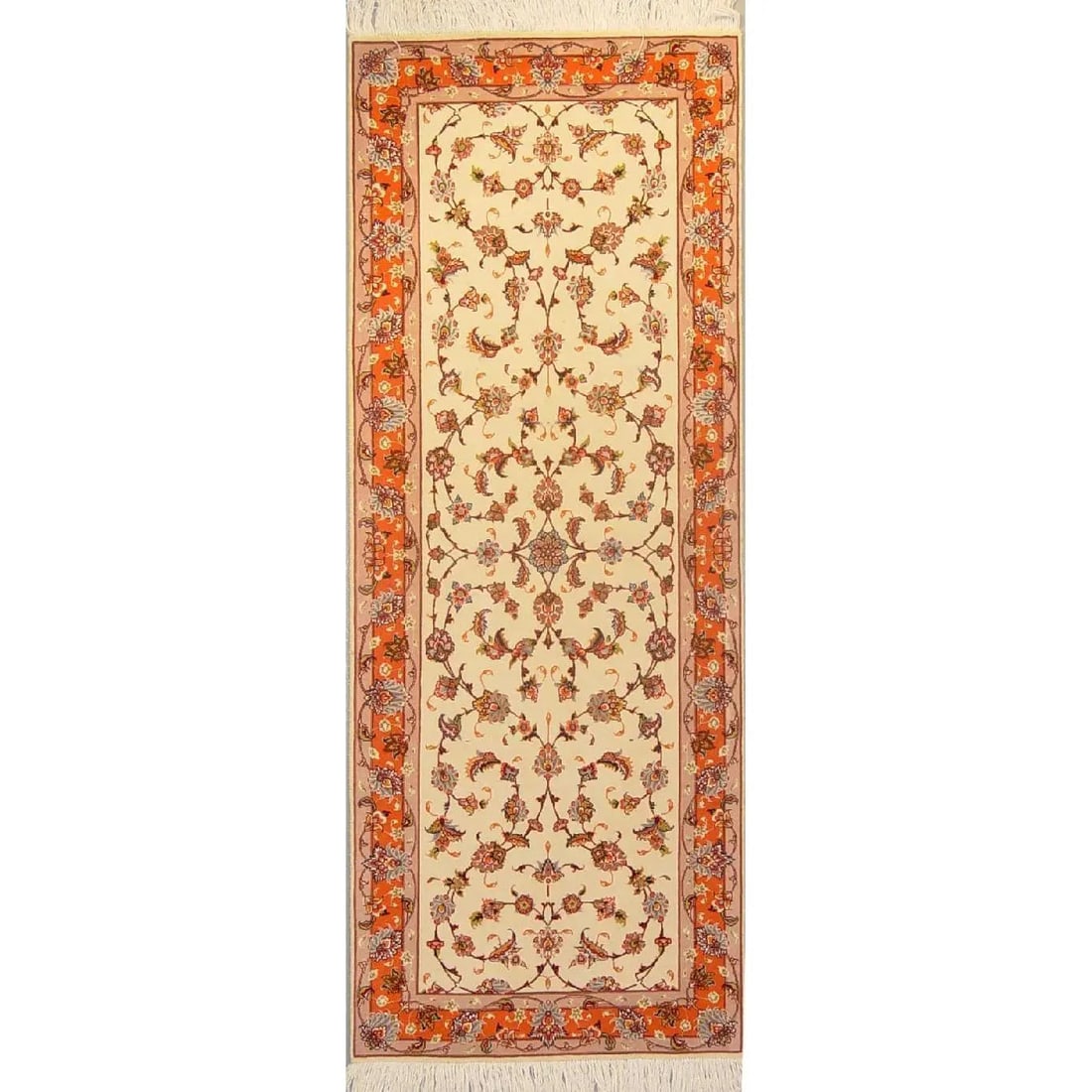 One Of The Kind Persian Tabriz Rug 16'6" x 2'5": ABC Rugs Kilims Collection Authentic Persian Rug Tabriz Traditional Style Hand-Knotted Indoor Area Rug With Natural Wool And Silk 16'6" X 2'5" Abcr02178 Hand knotted and meticulously crafted by Persia