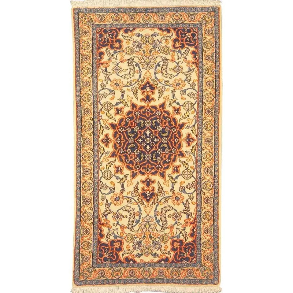 One Of The Kind Persian Nain Rug 4'2" x 2'2": ABC Rugs Kilims Collection Authentic Persian Rug Nain Traditional Style Hand-Knotted Indoor Area Rug With Natural Wool And Silk 4'2" X 2'2" Abcr02864 Hand knotted and meticulously crafted by Persian a