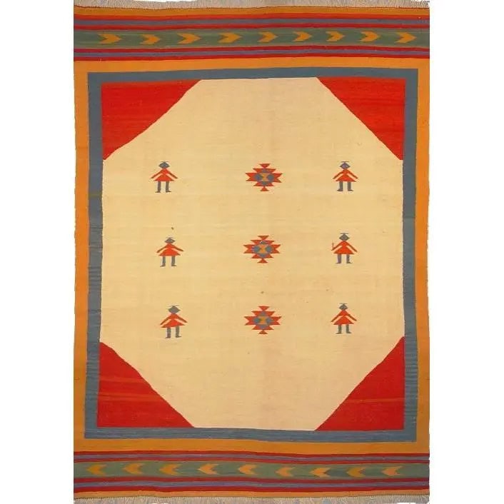 One Of The Kind Shiraz Persian Kilim 8'2" X 5'9": ABC Rugs Kilims Collection Shiraz Persian Kilim Collection And Modern Colorful Hand-Knotted Multi Area Kilim With Natural Wool And Cotton 8'2" X 5'9" Abck00087 Hand knotted and meticulously crafted by