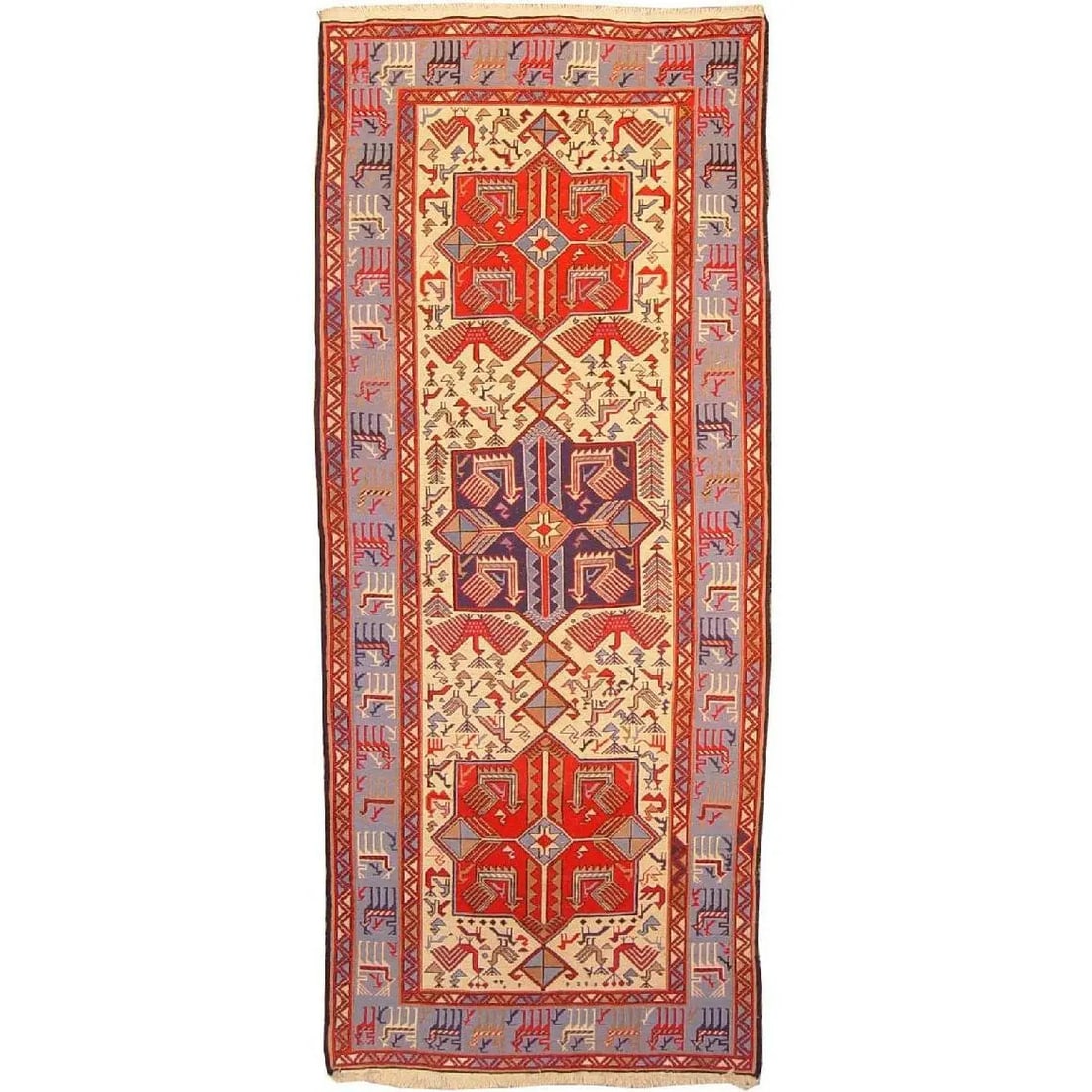 One Of The Kind Sanandaj Persian Kilim 9'2" X 3'9": ABC Rugs Kilims Collection Sanandaj Persian Kilim Collection And Modern Colorful Hand-Knotted Multi Area Kilim With Natural Wool And Cotton 9'2" X 3'9" Abck00051 Hand knotted and meticulously crafted 