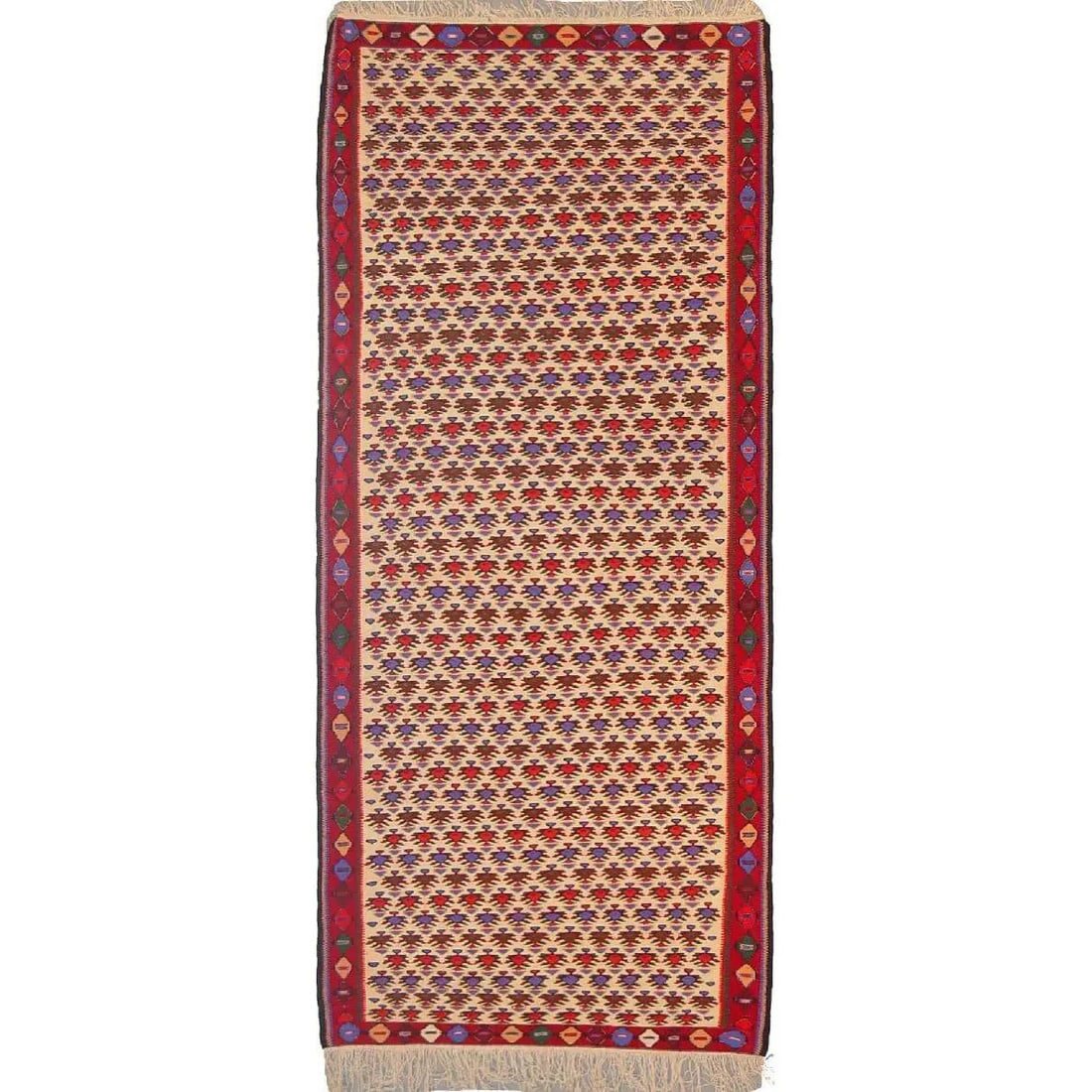 One Of The Kind Sanandaj Persian Kilim 9'1" X 4'0": ABC Rugs Kilims Collection Sanandaj Persian Kilim Collection And Modern Colorful Hand-Knotted Multi Area Kilim With Natural Wool And Cotton 9'1" X 4'0" Abck00250 Hand knotted and meticulously crafted 