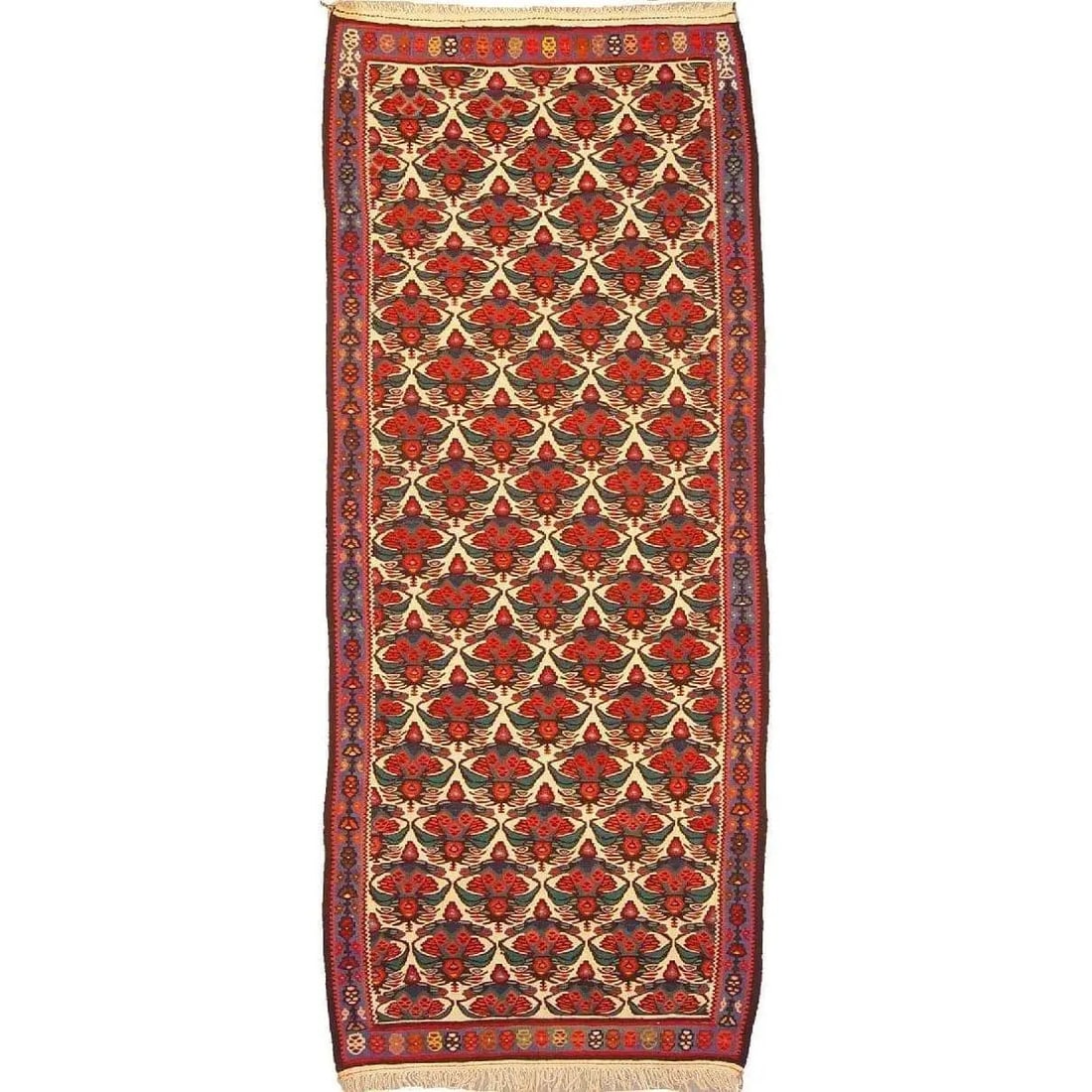 One Of The Kind Sanandaj Persian Kilim 8'2" X 3'4": ABC Rugs Kilims Collection Sanandaj Persian Kilim Collection And Modern Colorful Hand-Knotted Multi Area Kilim With Natural Wool And Cotton 8'2" X 3'4" Abck00252 Hand knotted and meticulously crafted 