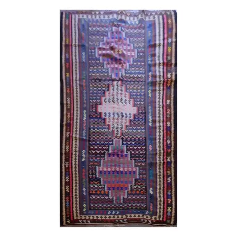 One Of The Kind Sanandaj Vintage Authentic Hand-Knotted Kilim 9'8" X 4'9" (1 of 1)