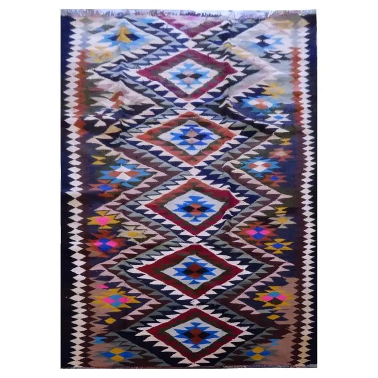 One Of The Kind Sanandaj Vintage Authentic Hand-Knotted Kilim 9'5" X 4'3" (1 of 1)