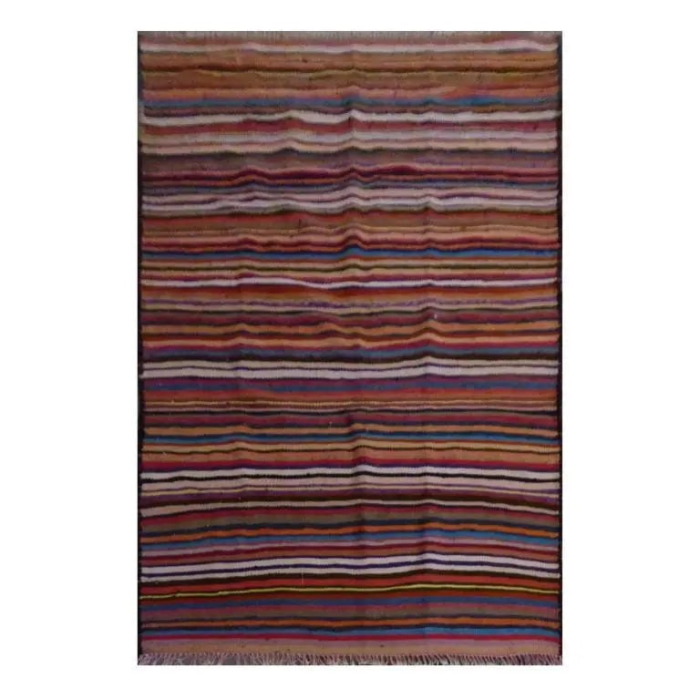 One Of The Kind Sanandaj Vintage Authentic Hand-Knotted Kilim 7'8" X 4'2" (1 of 1)