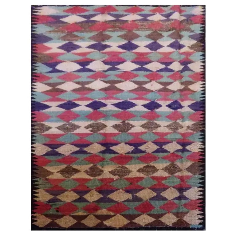 One Of The Kind Sanandaj Vintage Authentic Hand-Knotted Kilim 7'2" X 3'4": ABC Rugs Kilims Collection Sanandaj Vintage Hand-Knotted Kilim Made With Natural Wool And Cotton 220 X 102Cm (Abc1861) (Multi Color) Hand knotted and meticulously crafted by Sanandaj artisans, this st