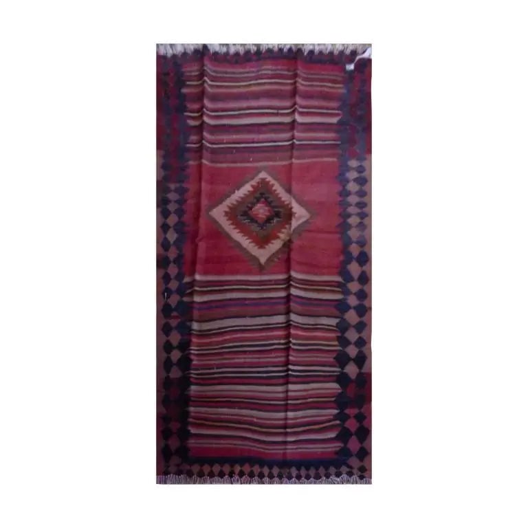 One Of The Kind Sanandaj Vintage Authentic Hand-Knotted Kilim 6'6" X 3'7" (1 of 1)