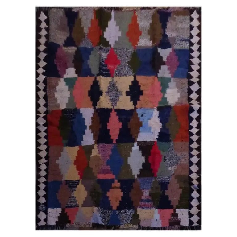 One Of The Kind Sanandaj Vintage Authentic Hand-Knotted Kilim 5'2" X 5'0": ABC Rugs Kilims Collection Sanandaj Vintage Hand-Knotted Kilim Made With Natural Wool And Cotton 160 X 153Cm (Abc1527) (Multi Color) Hand knotted and meticulously crafted by Sanandaj artisans, this st