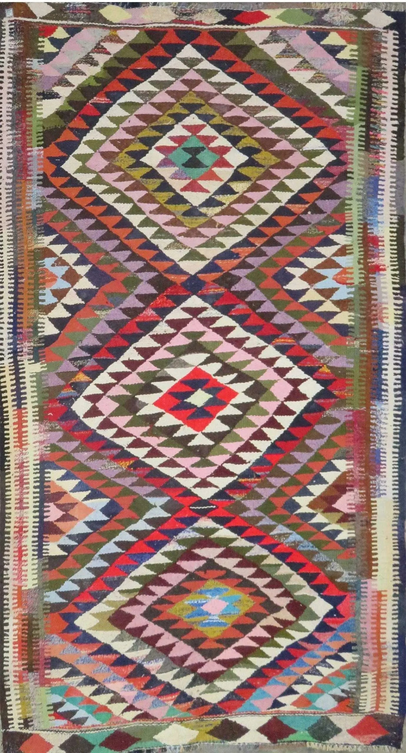One Of The Kind Authentic Hand-Knotted Sanandaj Vintage Kilim 8'0" X 4'0": ABC Rugs Kilims Collection Sanandaj Seneh, Vintage Kilim Collection And Modern Hand-Knotted Area Kilim With Natural Wool And Cotton 8'0" X 4'0" (Abc-Per-1790) (Multi Color) Hand knotted and meticulous