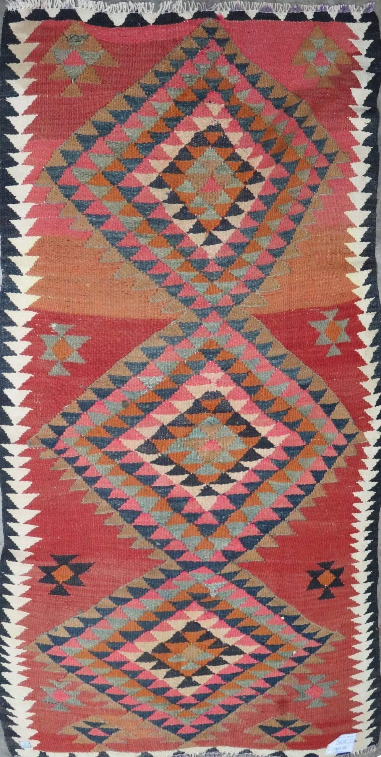 One Of The Kind Authentic Hand-Knotted Sanandaj Vintage Kilim 8'0" X 4'0" (1 of 1)