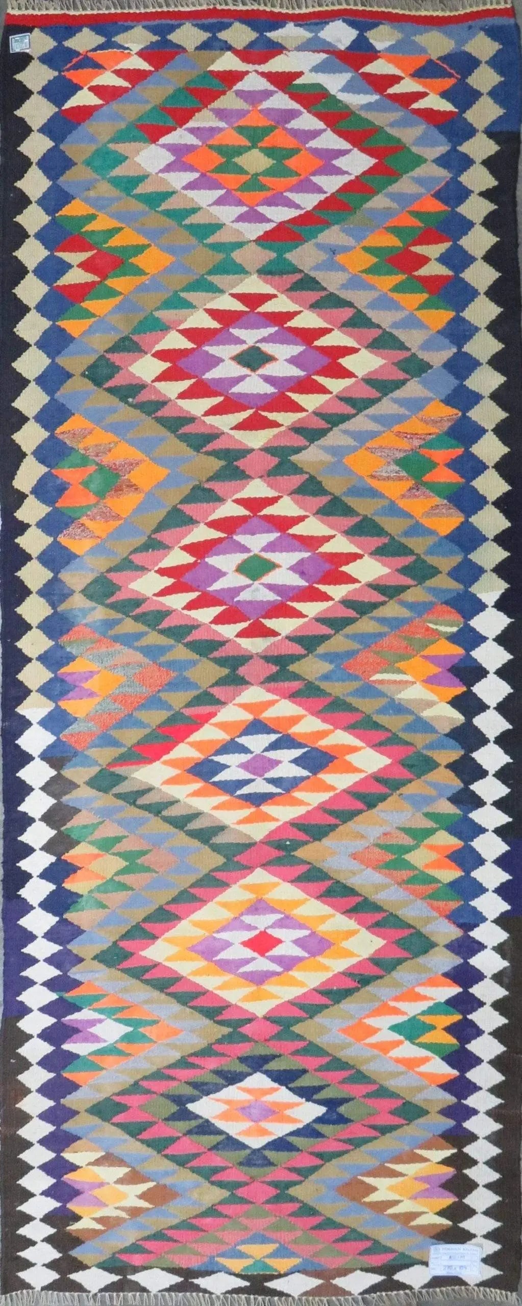 One Of The Kind Authentic Hand-Knotted Sanandaj Vintage Kilim 8'0" X 3'0": ABC Rugs Kilims Collection Sanandaj Seneh, Vintage Kilim Collection And Modern Hand-Knotted Area Kilim With Natural Wool And Cotton 8'0" X 3'0" (Abc-Per-1585) (Multi Color) Hand knotted and meticulous