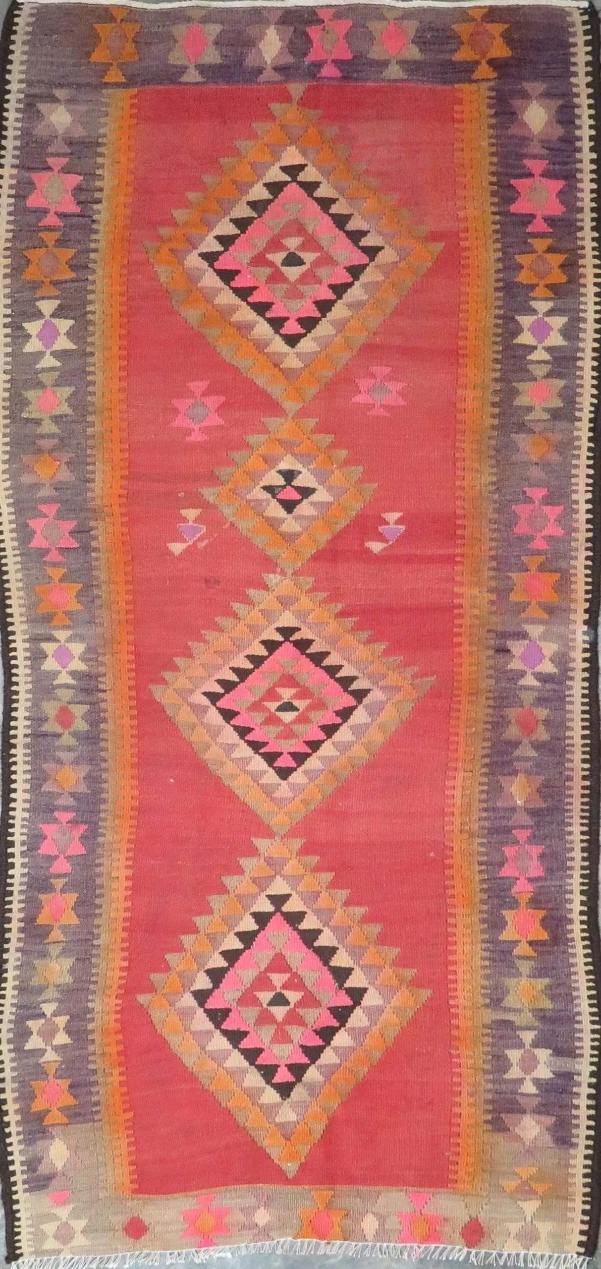 One Of The Kind Authentic Hand-Knotted Sanandaj Vintage Kilim 8'0" X 3'0": ABC Rugs Kilims Collection Sanandaj Seneh, Vintage Kilim Collection And Modern Hand-Knotted Area Kilim With Natural Wool And Cotton 8'0" X 3'0" (Abc-Per-1328) (Multi Color) Hand knotted and meticulous