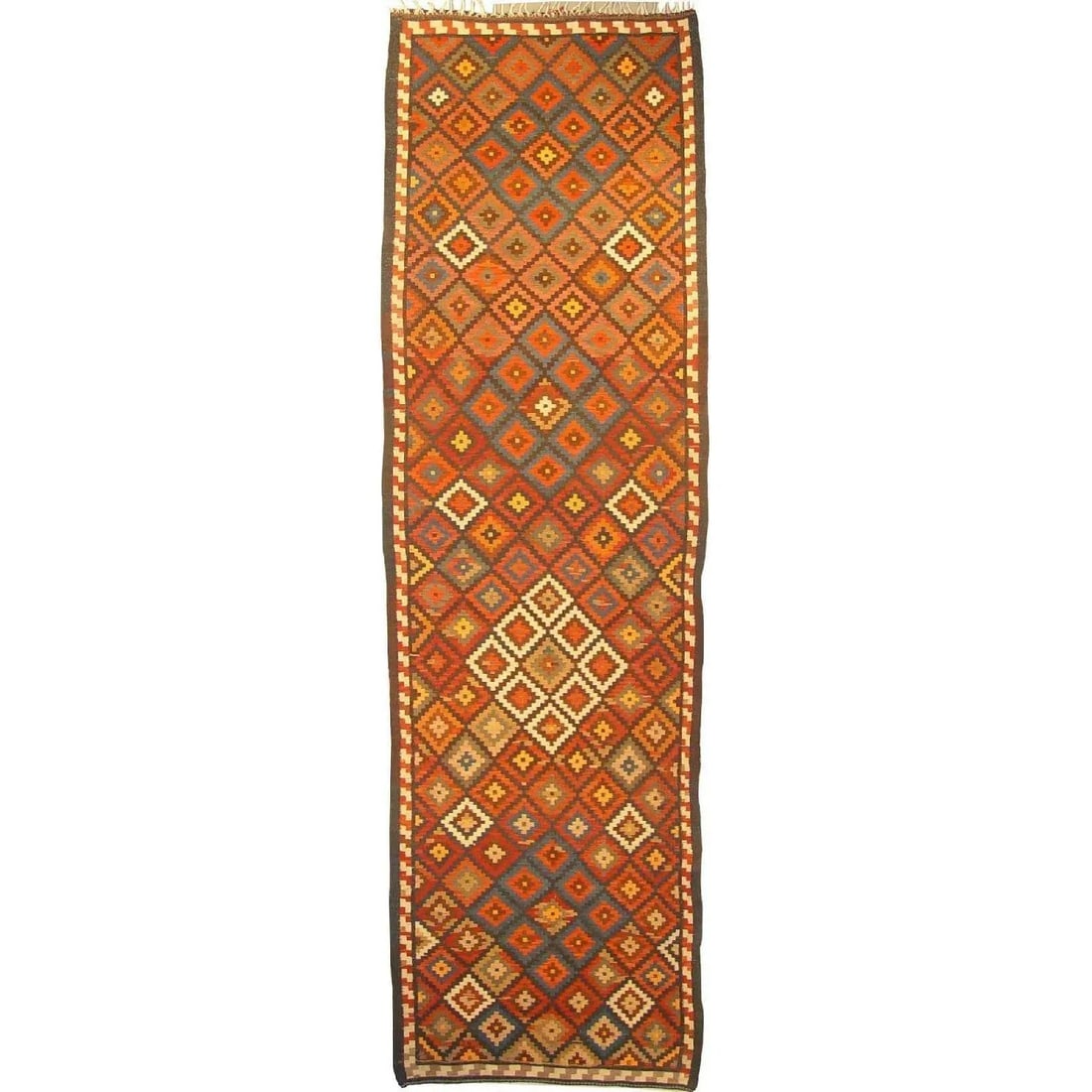 One Of The Kind Gazvin Persian Kilim 14'4" X 4'2" (1 of 1)