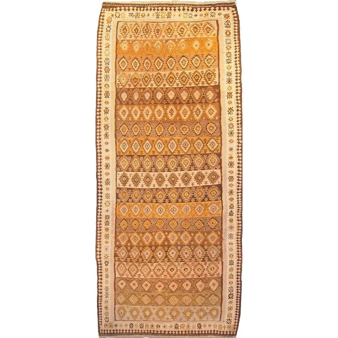 One Of The Kind Gazvin Persian Kilim 13'3" X 3'7": ABC Rugs Kilims Collection Antique Gazvin Persian Kilim Collection And Modern Colorful Hand-Knotted Multi Area Kilim With Natural Wool And Cotton 13'3" X 3'7" Abck00099 Hand knotted and meticulously c