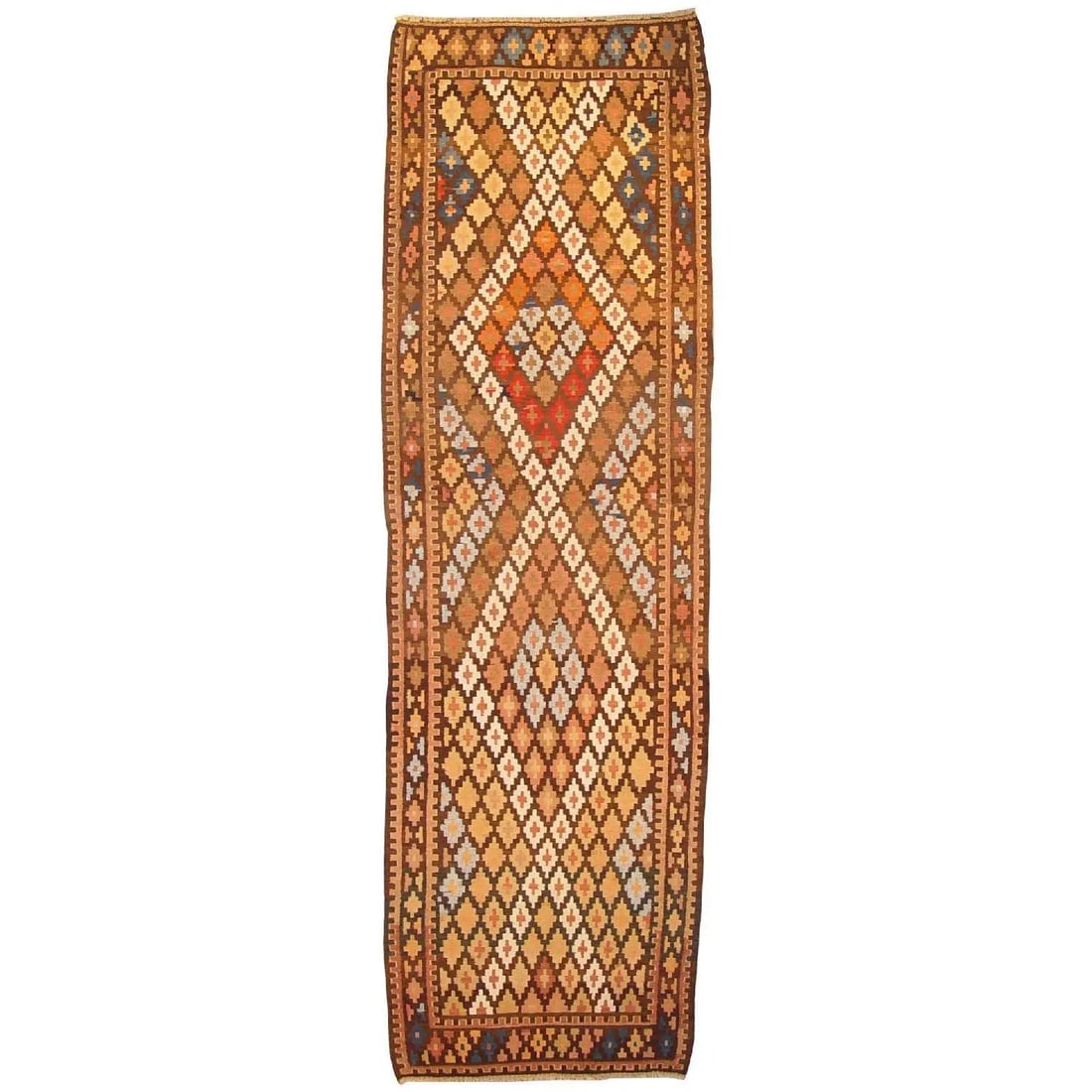 One Of The Kind Gazvin Persian Kilim 13'10" X 4'2" (1 of 1)