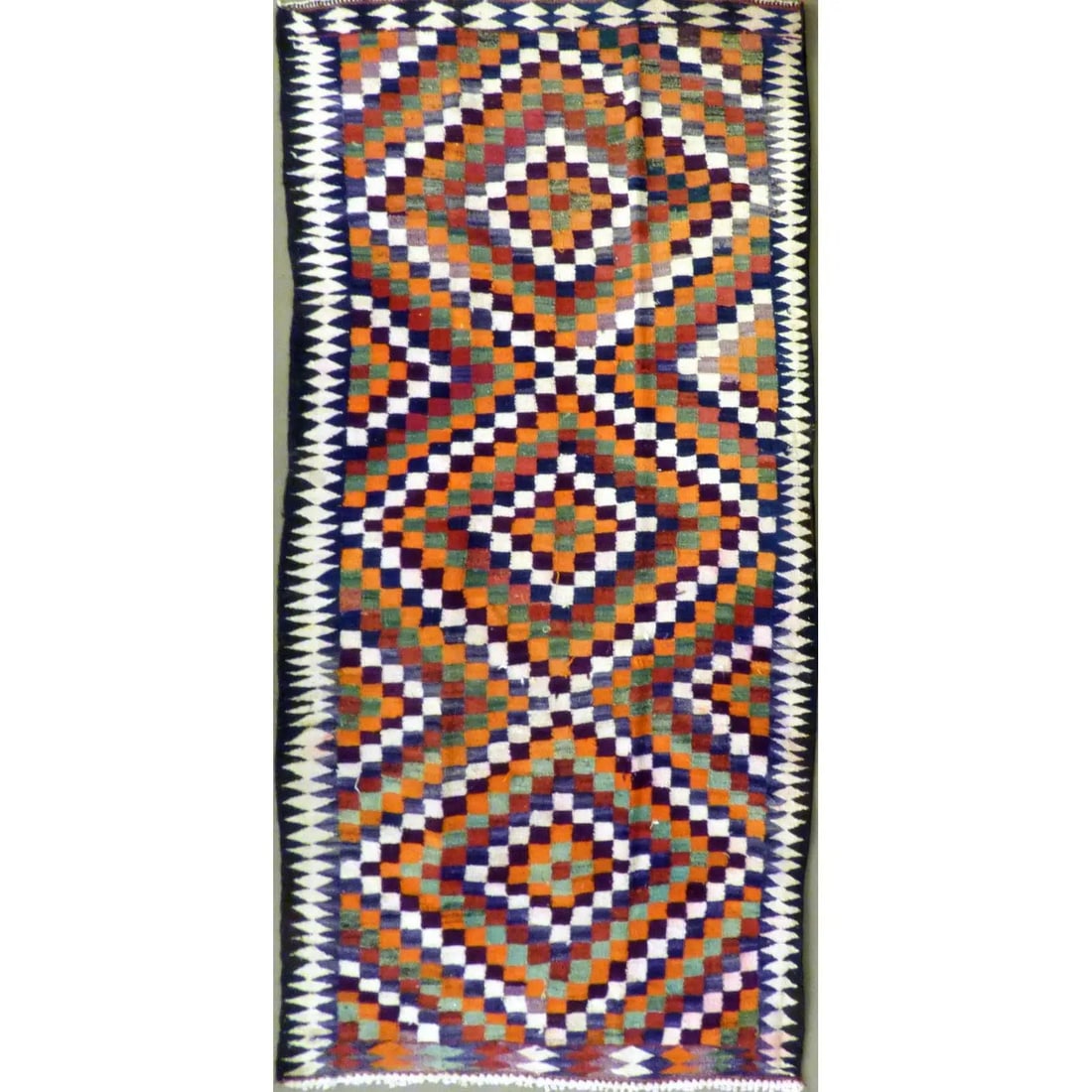 One Of The Kind Authentic Hand-Knotted Sanandaj Vintage Kilim 9'6" X 4'11": ABC Rugs Kilims Collection Authentic Hand-Knotted Sanandaj Vintage Kilims Natural Wool Seneh Collection Area Kilim 9'6" X 4'11" (Abckg1091) (Multi Color) Hand knotted and meticulously crafted by Sanan