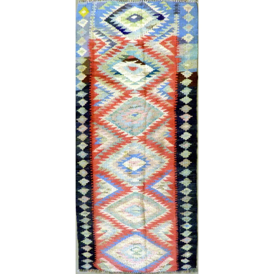 One Of The Kind Authentic Hand-Knotted Sanandaj Vintage Kilim 7'8" X 3'9": ABC Rugs Kilims Collection Authentic Hand-Knotted Sanandaj Vintage Kilims Natural Wool Seneh Collection Area Kilim 7'8" X 3'9" (Abckg1076) (Multi Color) Hand knotted and meticulously crafted by Sanand