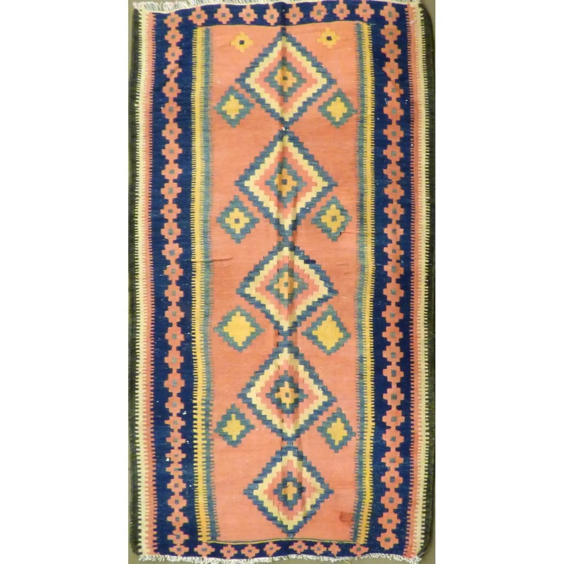 One Of The Kind Authentic Hand-Knotted Sanandaj Vintage Kilim 7'4" X 3'7": ABC Rugs Kilims Collection Authentic Hand-Knotted Sanandaj Vintage Kilims Natural Wool Seneh Collection Area Kilim 7'4" X 3'7" (Abckg1034) (Multi Color) Hand knotted and meticulously crafted by Sanand