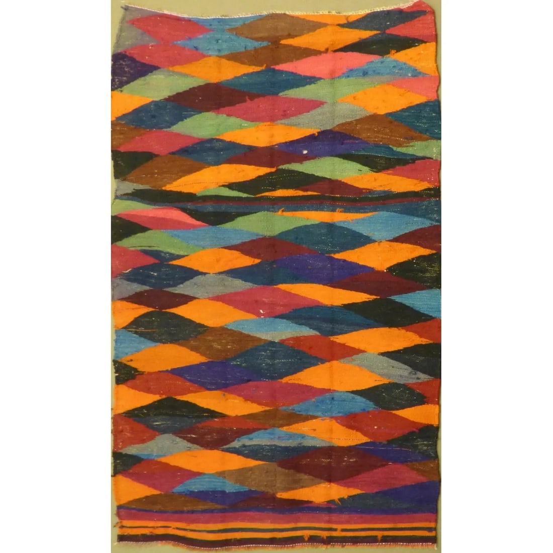 One Of The Kind Authentic Hand-Knotted Sanandaj Vintage Kilim 12'7" X 4'5": ABC Rugs Kilims Collection Authentic Hand-Knotted Sanandaj Vintage Kilims Natural Wool Seneh Collection Area Kilim 12'7" X 4'5" (Abckg1120) (Multi Color) Hand knotted and meticulously crafted by Sanan