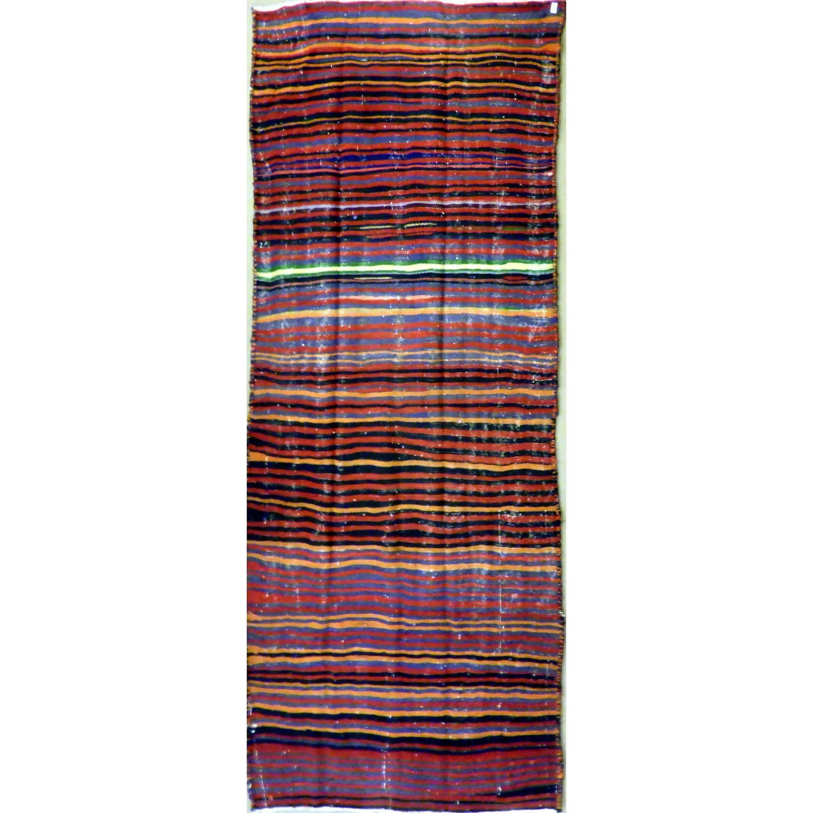 One Of The Kind Authentic Hand-Knotted Sanandaj Vintage Kilim 10'9" X 4'6": ABC Rugs Kilims Collection Authentic Hand-Knotted Sanandaj Vintage Kilims Natural Wool Seneh Collection Area Kilim 10'9" X 4'6" (Abckg1084) (Multi Color) Hand knotted and meticulously crafted by Sanan