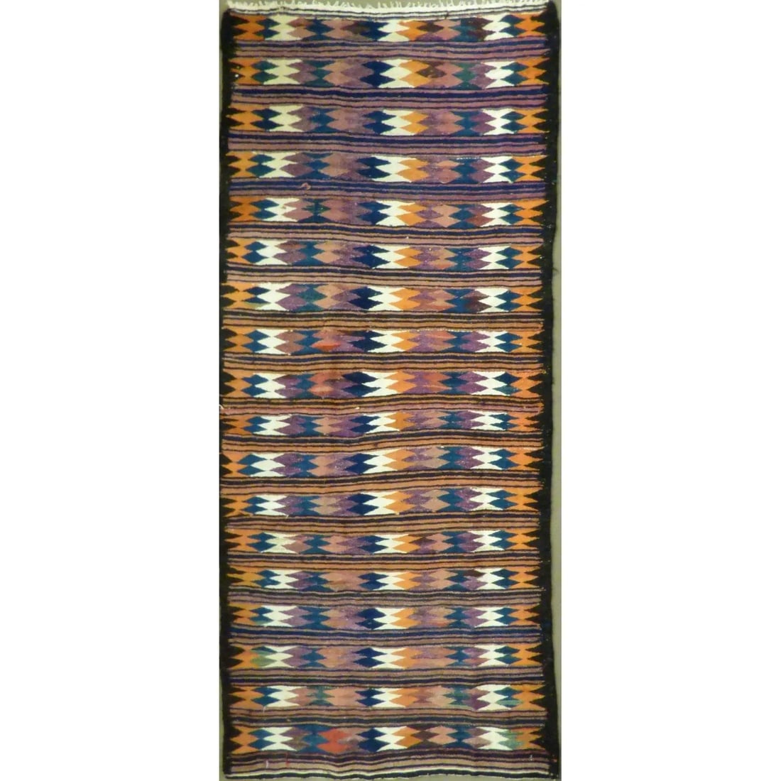 One Of The Kind Authentic Hand-Knotted Sanandaj Vintage Kilim 9'5" X 4'4": ABC Rugs Kilims Collection Authentic Hand-Knotted Sanandaj Vintage Kilims Natural Wool Seneh Collection Area Kilim 9'5" X 4'4" (Abckg1058) (Multi Color) Hand knotted and meticulously crafted by Sanand