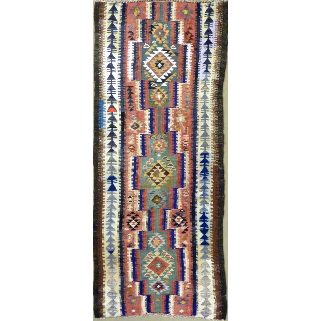 One Of The Kind Authentic Hand-Knotted Sanandaj Vintage Kilim 9'10" X 4'11" (1 of 1)