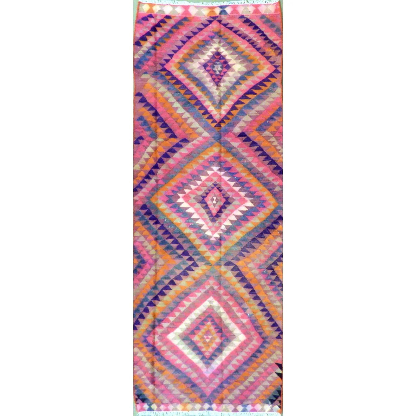 One Of The Kind Authentic Hand-Knotted Sanandaj Vintage Kilim 9'1" X 3'6": ABC Rugs Kilims Collection Authentic Hand-Knotted Sanandaj Vintage Kilims Natural Wool Seneh Collection Area Kilim 9'1" X 3'6" (Abckg1081) (Multi Color) Hand knotted and meticulously crafted by Sanand