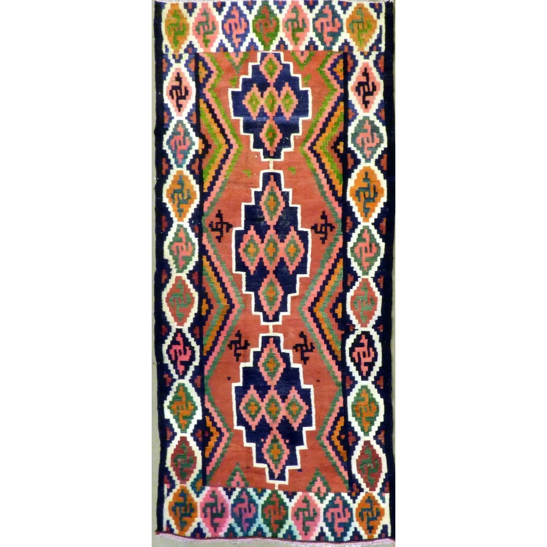 One Of The Kind Authentic Hand-Knotted Sanandaj Vintage Kilim 10'7" X 4'5": ABC Rugs Kilims Collection Authentic Hand-Knotted Sanandaj Vintage Kilims Natural Wool Seneh Collection Area Kilim 10'7" X 4'5" (Abckg1105) (Multi Color) Hand knotted and meticulously crafted by Sanan