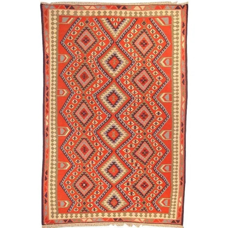 One Of The Kind Ardabil Persian Kilim 9'1" x 5'10": ABC Rugs Kilims Collection Ardabil Persian Kilim Collection And Modern Colorful Hand-Knotted Multi Area Kilim With Natural Wool And Cotton 9'1" X 5'10" Abck00184 Hand knotted and meticulously crafted 