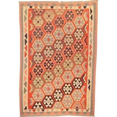 One Of The Kind Ardabil Persian Kilim 9'0" x 5'10": ABC Rugs Kilims Collection Ardabil Persian Kilim Collection And Modern Colorful Hand-Knotted Multi Area Kilim With Natural Wool And Cotton 9'0" X 5'10" Abck00161 Hand knotted and meticulously crafted 