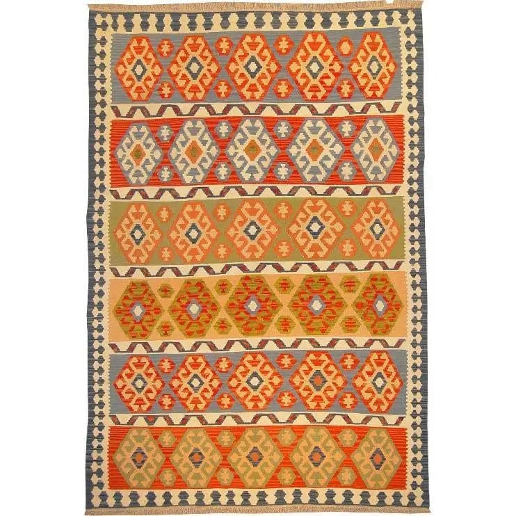 One Of The Kind Ardabil Persian Kilim 9'0" x 5'10": ABC Rugs Kilims Collection Ardabil Persian Kilim Collection And Modern Colorful Hand-Knotted Multi Area Kilim With Natural Wool And Cotton 9'0" X 5'10" Abck00110 Hand knotted and meticulously crafted 