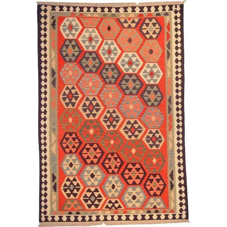 One Of The Kind Ardabil Persian Kilim 9'0" x 5'10": ABC Rugs Kilims Collection Ardabil Persian Kilim Collection And Modern Colorful Hand-Knotted Multi Area Kilim With Natural Wool And Cotton 9'0" X 5'10" Abck00159 Hand knotted and meticulously crafted 