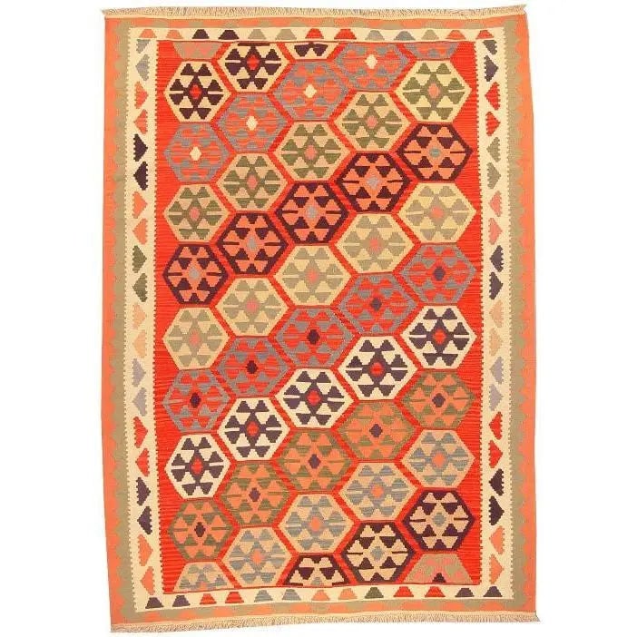One Of The Kind Ardabil Persian Kilim 8'8" x 6'2": ABC Rugs Kilims Collection Ardabil Persian Kilim Collection And Modern Colorful Hand-Knotted Multi Area Kilim With Natural Wool And Cotton 8'8" X 6'2" Abck00141 Hand knotted and meticulously crafted b