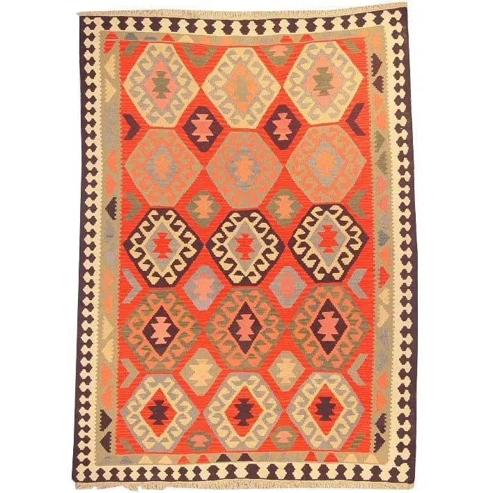One Of The Kind Ardabil Persian Kilim 8'8" x 6'0": ABC Rugs Kilims Collection Ardabil Persian Kilim Collection And Modern Colorful Hand-Knotted Multi Area Kilim With Natural Wool And Cotton 8'8" X 6'0" Abck00143 Hand knotted and meticulously crafted b