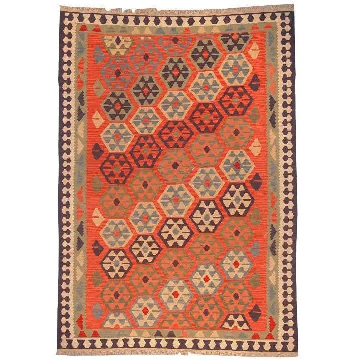 One Of The Kind Ardabil Persian Kilim 8'8" x 6'0": ABC Rugs Kilims Collection Ardabil Persian Kilim Collection And Modern Colorful Hand-Knotted Multi Area Kilim With Natural Wool And Cotton 8'8" X 6'0" Abck00131 Hand knotted and meticulously crafted b