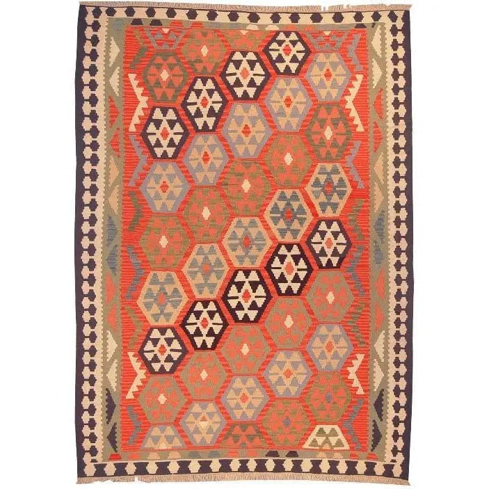 One Of The Kind Ardabil Persian Kilim 8'6" x 6'2": ABC Rugs Kilims Collection Ardabil Persian Kilim Collection And Modern Colorful Hand-Knotted Multi Area Kilim With Natural Wool And Cotton 8'6" X 6'2" Abck00130 Hand knotted and meticulously crafted b