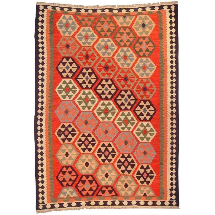 One Of The Kind Ardabil Persian Kilim 8'6" x 6'0": ABC Rugs Kilims Collection Ardabil Persian Kilim Collection And Modern Colorful Hand-Knotted Multi Area Kilim With Natural Wool And Cotton 8'6" X 6'0" Abck00128 Hand knotted and meticulously crafted b